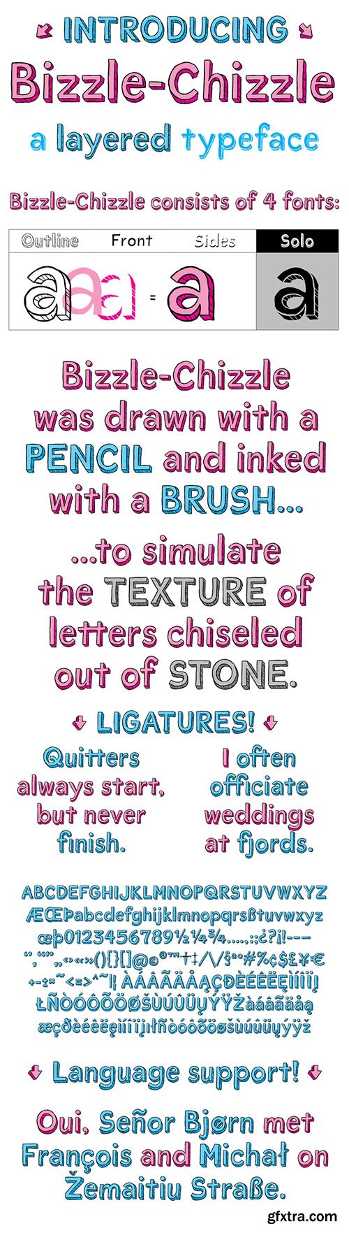 Bizzle Chizzle - An Expansion of Lettering Sketches 4xOTF