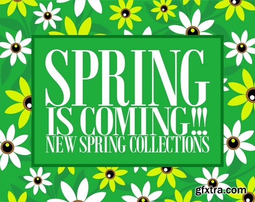 Collection of different vector picture spring labels 25 Eps