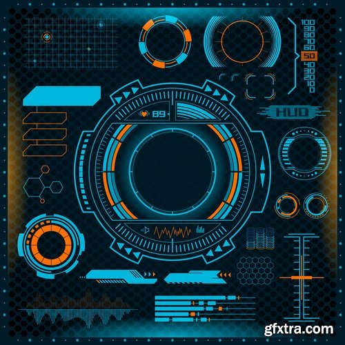 Collection of vector web design elements picture background is a futuristic high-tech 25 Eps