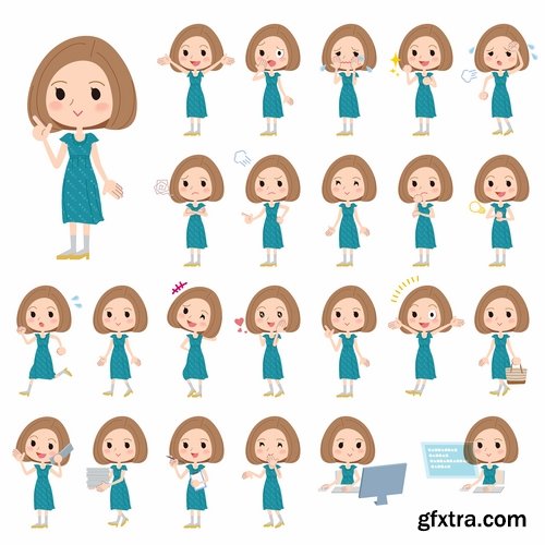 Collection vector cartoon image of different professions #2-25 Eps