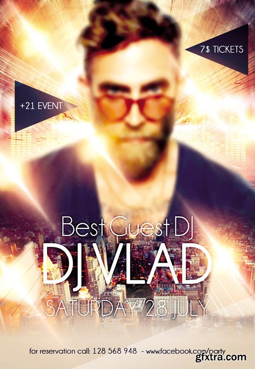 Best Guest DJ Flyer PSD Template Facebook Cover