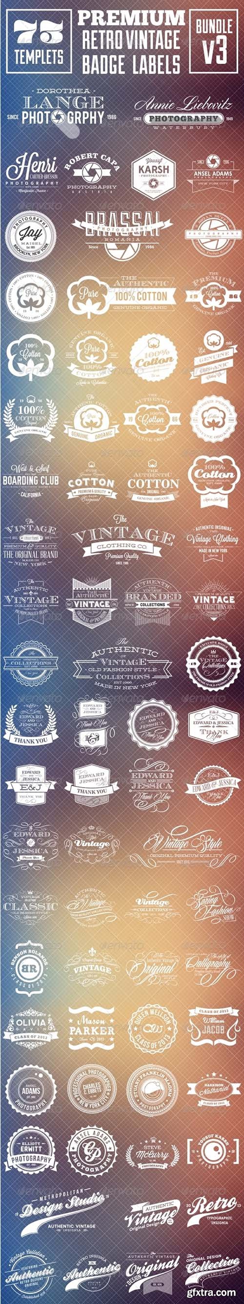 Premium Retro Vintage Badge Labels Bundle v3 8274395