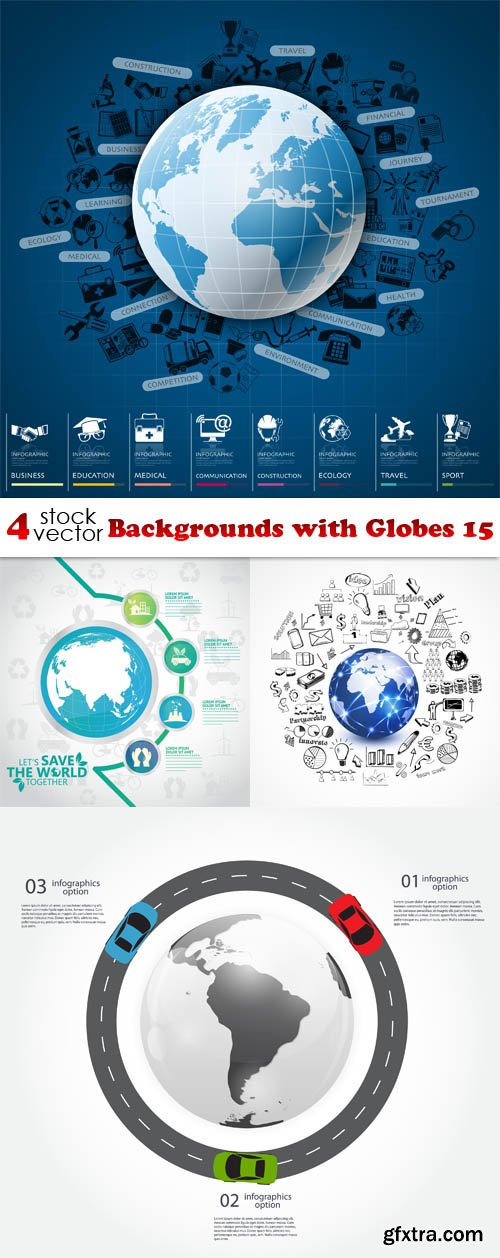 Vectors - Backgrounds with Globes 15