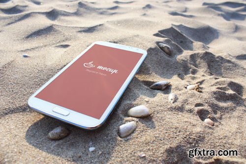 Samsung Note 2 Mockup Beach