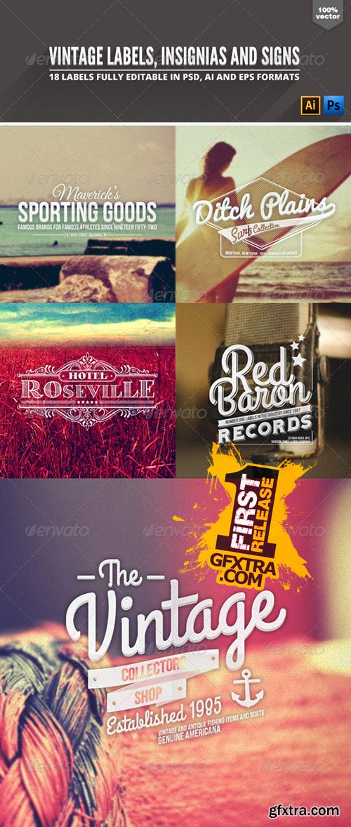 GraphicRiver - Vintage Badges Labels &amp; Signs 6790428