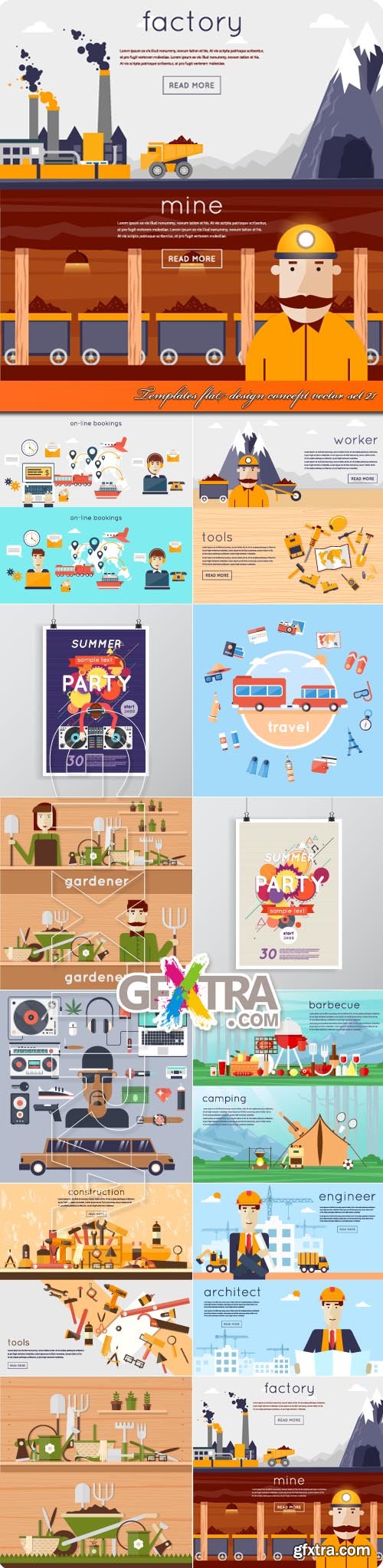 Templates Flat Design Concept Vector Set 21, 12xEPS