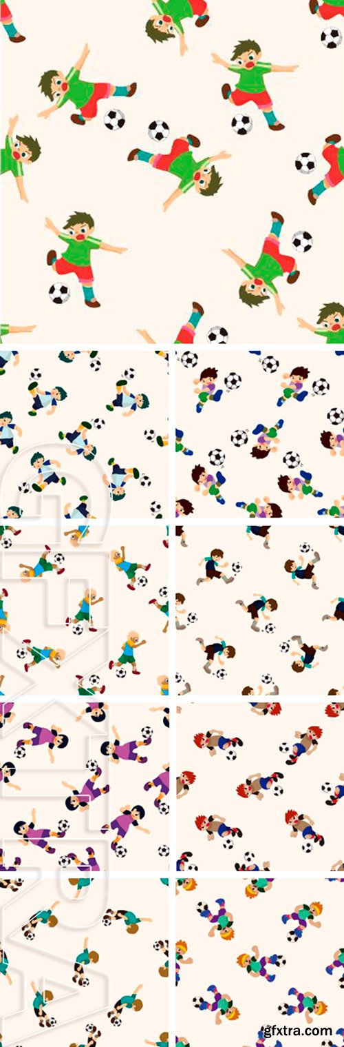 Stock Vectors Sport soccer player, cartoon seamless pattern