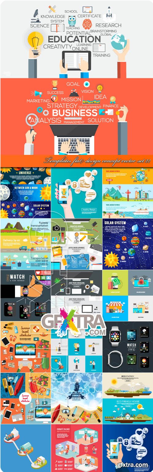 Templates Flat Design Concept Vector Set 22, 19xEPS