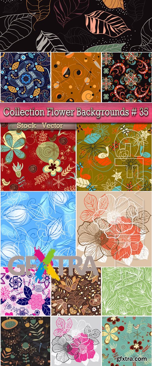 Collection Flower Backgrounds in Vector # 35
