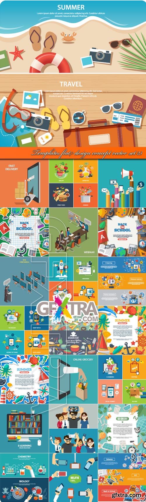 Templates Flat Design Concept Vector Set 23, 21xEPS