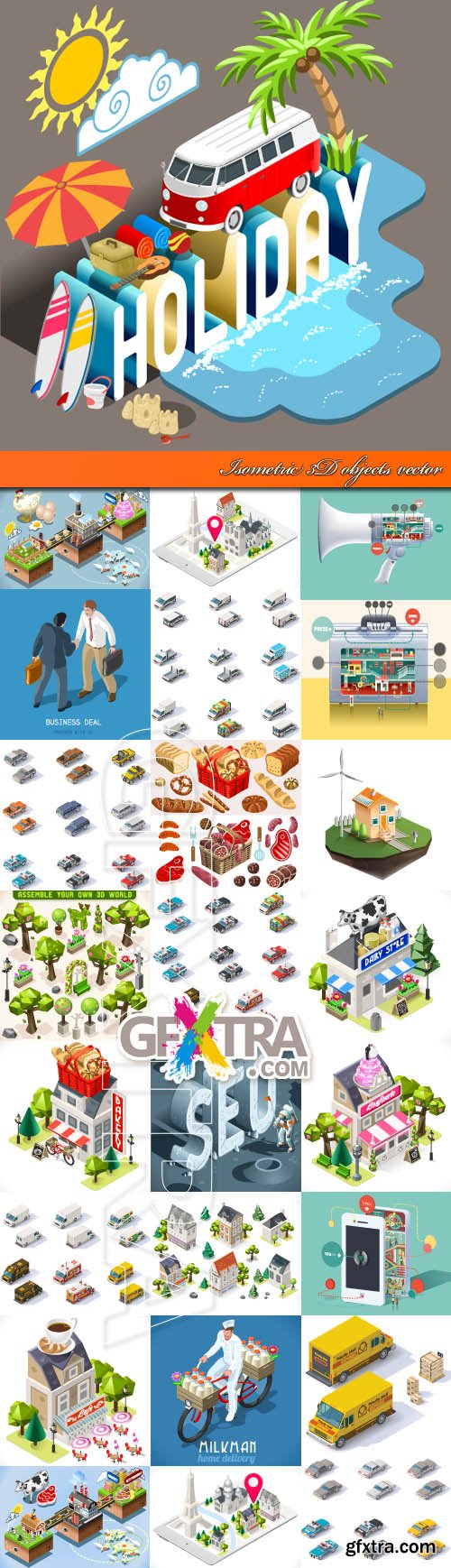 Isometric 3D Objects 26xEPS
