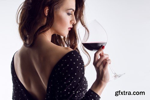 Girl with glass of wine