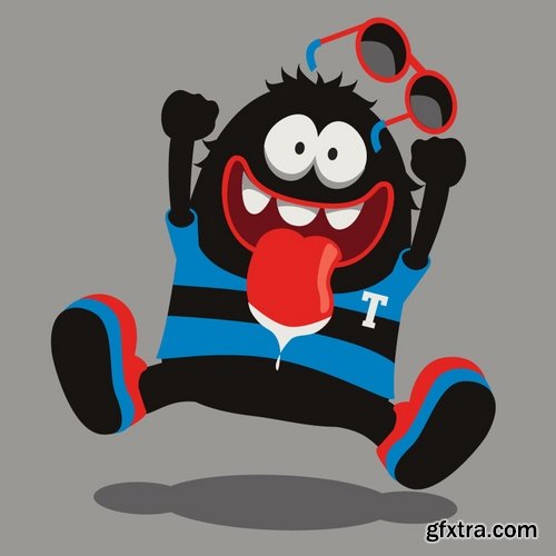 Collection of different vector funny picture cartoon characters 25 Eps