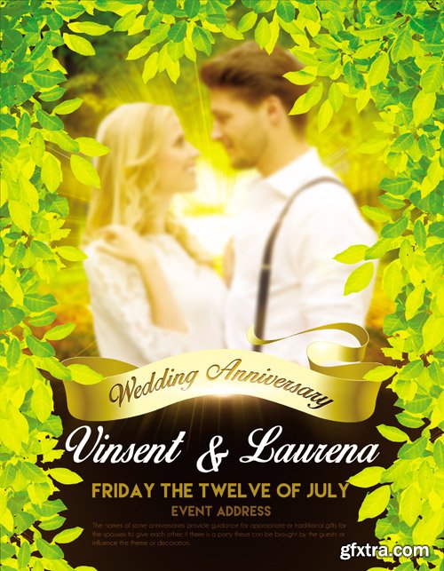 Wedding Anniversary Flyer PSD Template + Facebook Cover