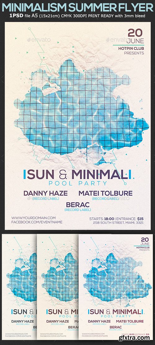 GraphicRiver Minimalism Summer Pool Party Flyer Template 2