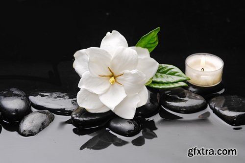 Collection of scented candles for spa treatments aromatherapy oil towel 25 HQ Jpeg