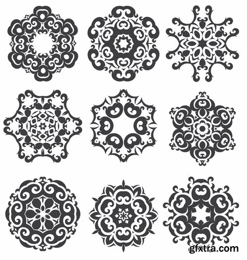 Collection of vector image calligraphic elements vintage design element #4-25 Eps