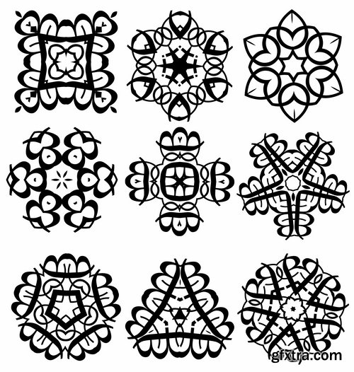 Collection of vector image calligraphic elements vintage design element #4-25 Eps