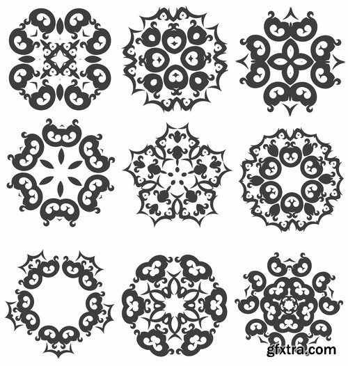 Collection of vector image calligraphic elements vintage design element #4-25 Eps
