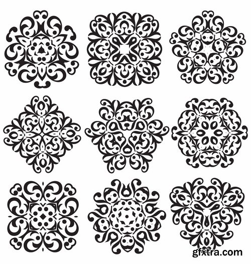 Collection of vector image calligraphic elements vintage design element #4-25 Eps