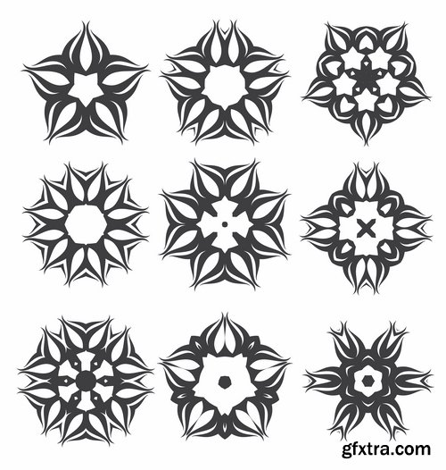 Collection of vector image calligraphic elements vintage design element #4-25 Eps