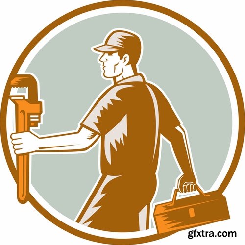 Collection vector cartoon image of different professions #3-25 Eps