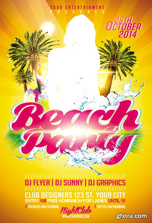Beach Party Premium Flyer Template GFxtra