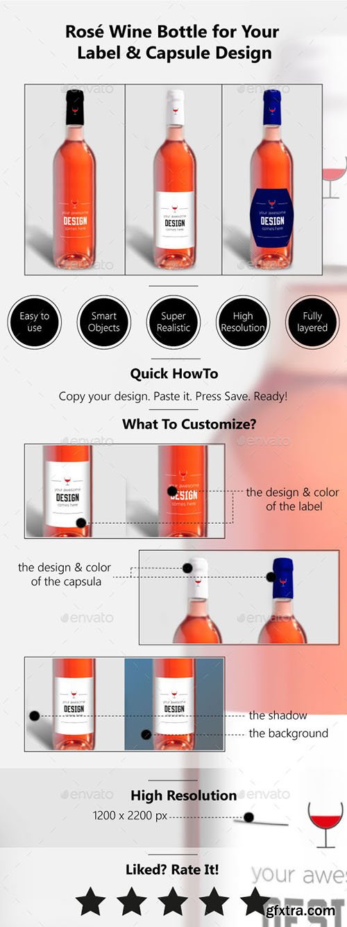 GraphicRiver Ros? Wine Bottle Mockup