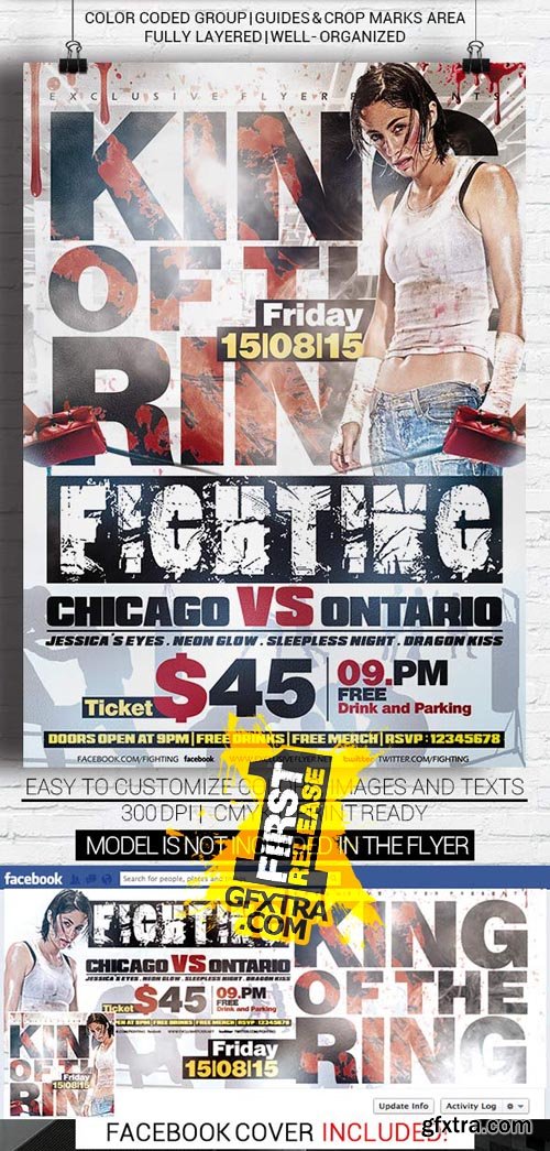 King Of The Ring - Flyer Template + Facebook Cover