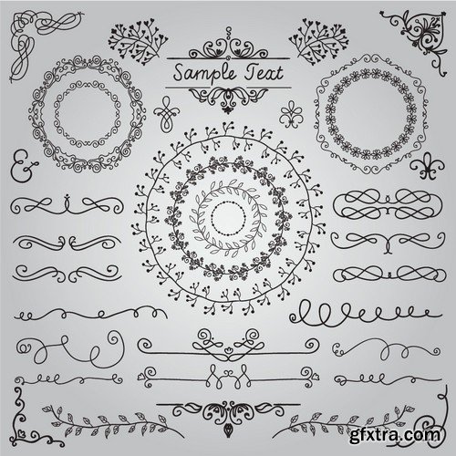 Vintage Hand Sketched Doodle Design Elements 25xEPS