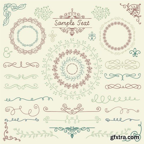 Vintage Hand Sketched Doodle Design Elements 25xEPS