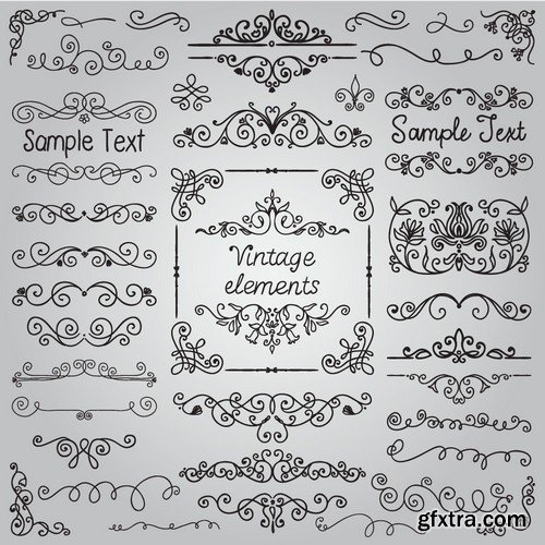Vintage Hand Sketched Doodle Design Elements 25xEPS