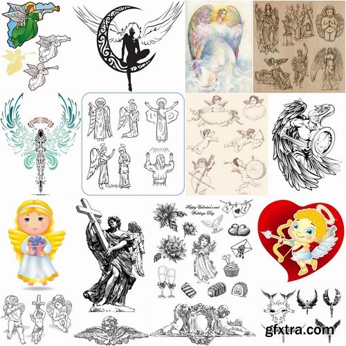 Illustrations of Cupid and other angels - 25 Eps