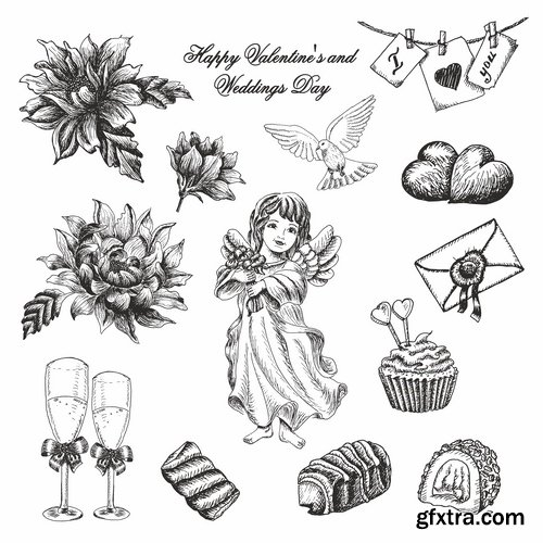 Illustrations of Cupid and other angels - 25 Eps