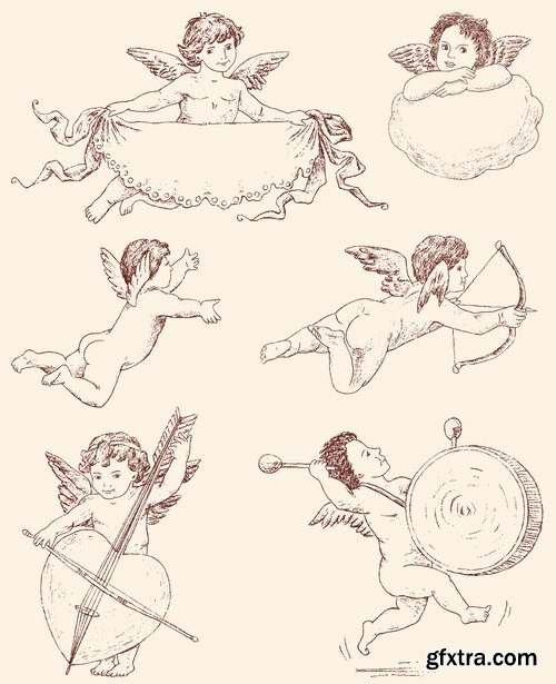 Illustrations of Cupid and other angels - 25 Eps
