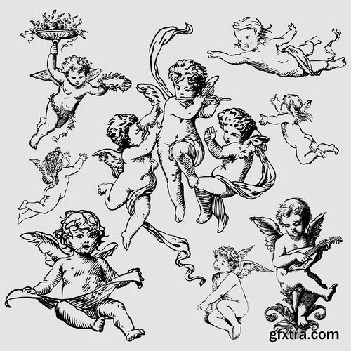 Illustrations of Cupid and other angels - 25 Eps