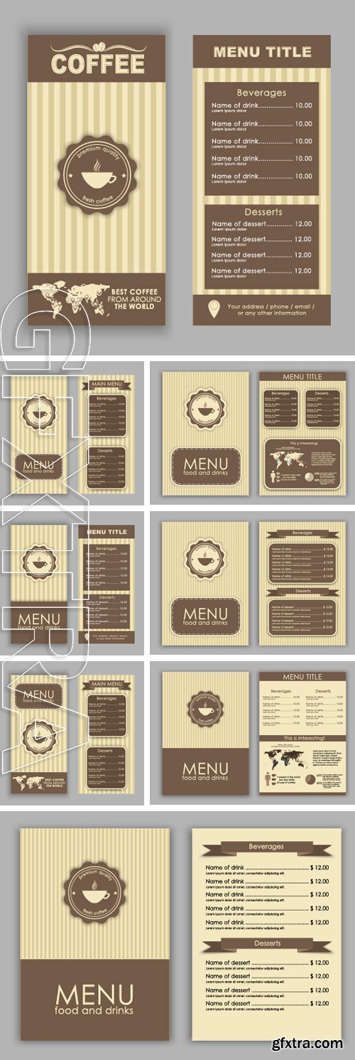 Stock Vectors - Design a menu for coffee in vintage style, logo and text. Vector illustration. set