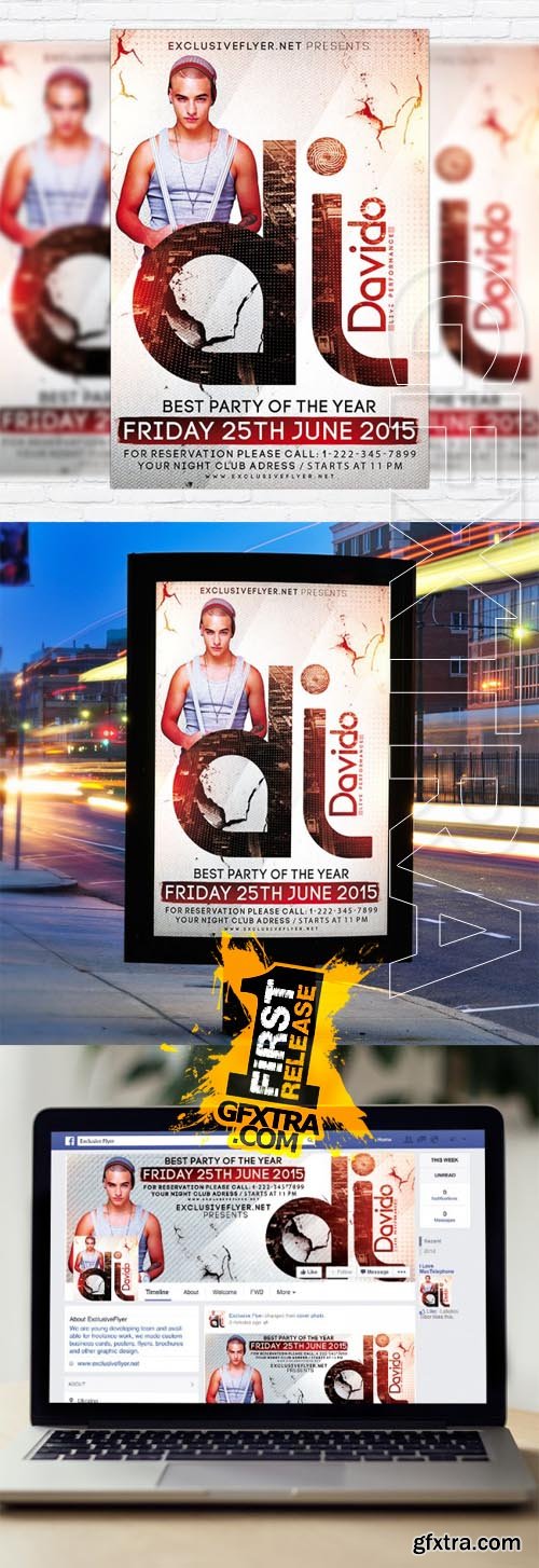 Guest DJ Davido - Flyer Template + Facebook Cover