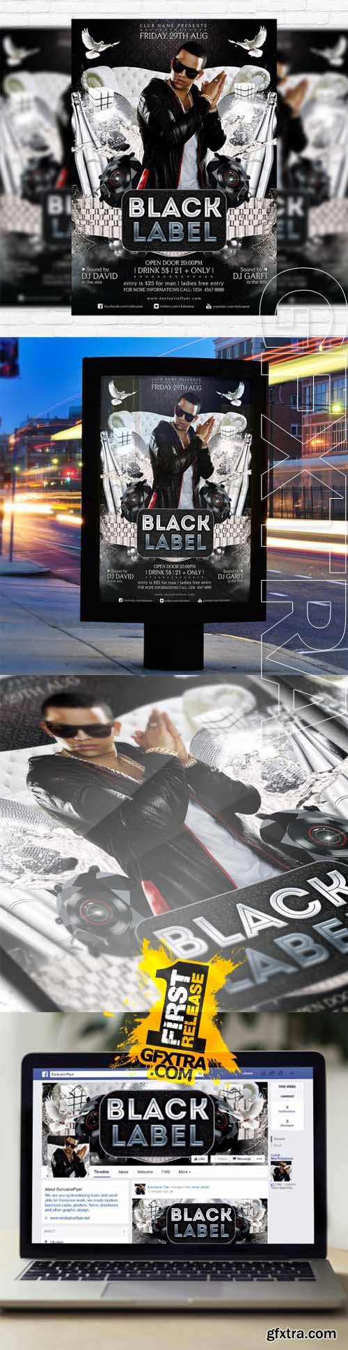 Black Label - Flyer Template + Facebook Cover Black Label - Flyer Template + Facebook Cover
