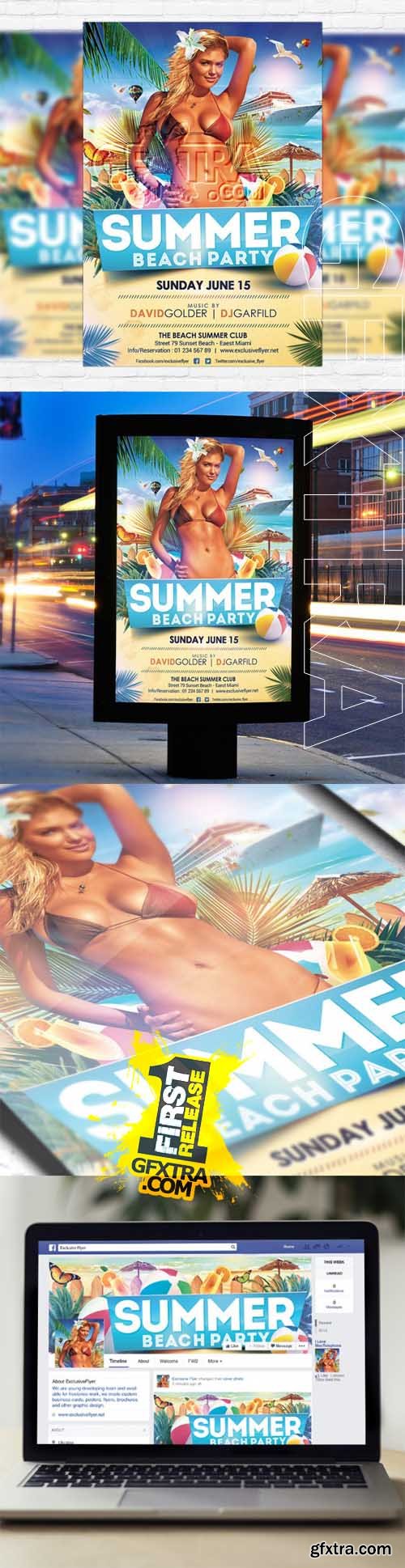 Summer Beach Party - Flyer Template + Facebook Cover