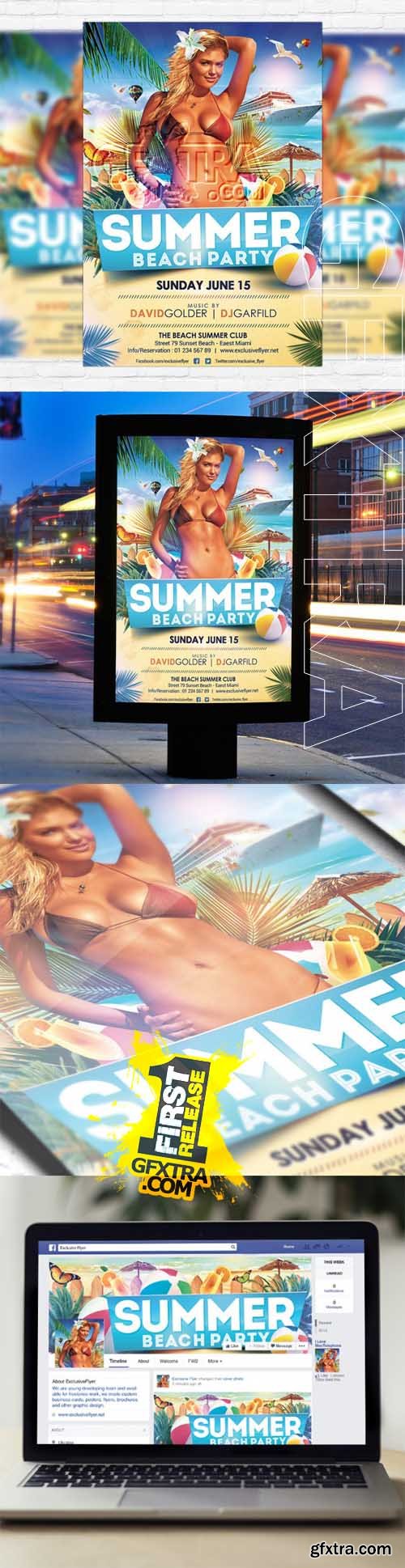 Summer Beach Party - Flyer Template + Facebook Cover Summer Beach Party - Flyer Template + Facebook Cover