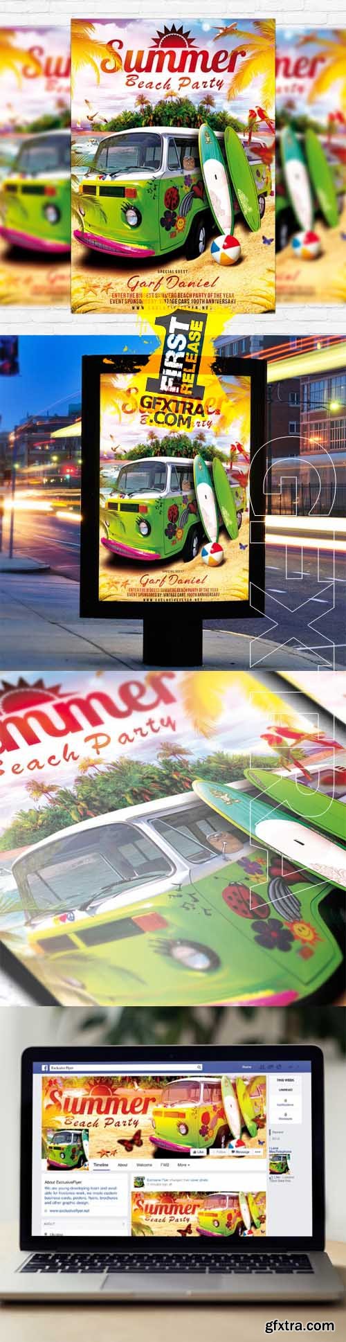 Summer Beach Party 2 - Flyer Template + Facebook Cover