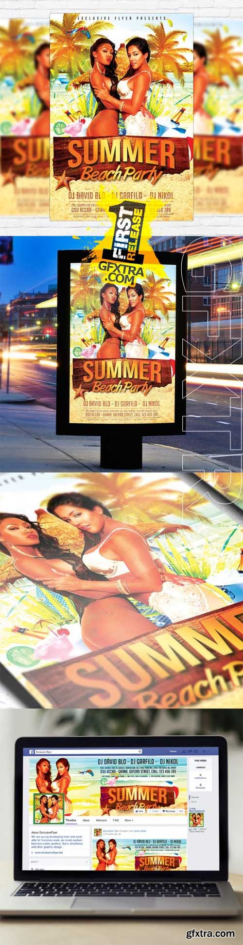 Summer Beach Party 3 - Flyer Template + Facebook Cover