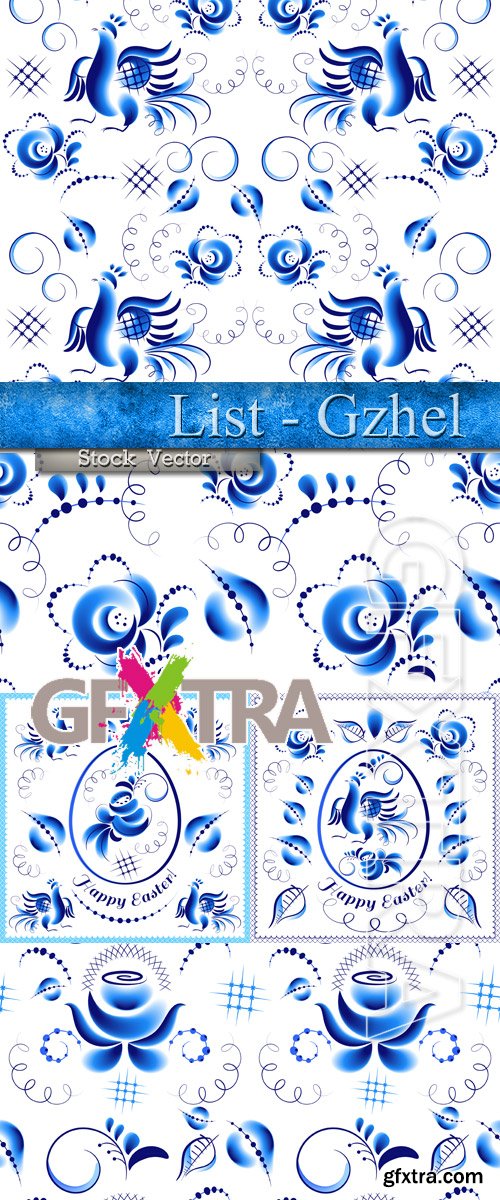 List in Vector - Gzhel a pattern