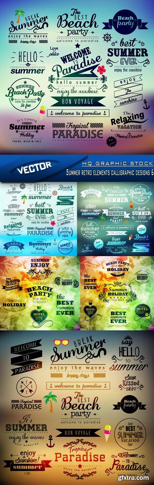 Stock Vector - Summer retro elements calligraphic designs 6 Stock Vector - Summer retro elements calligraphic designs 6