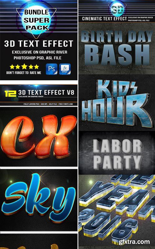 GraphicRiver 3D Super Bundle Text Effect 11707552