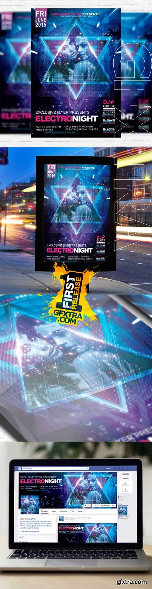 Electro Night - Flyer Template + Facebook Cover Electro Night - Flyer Template + Facebook Cover