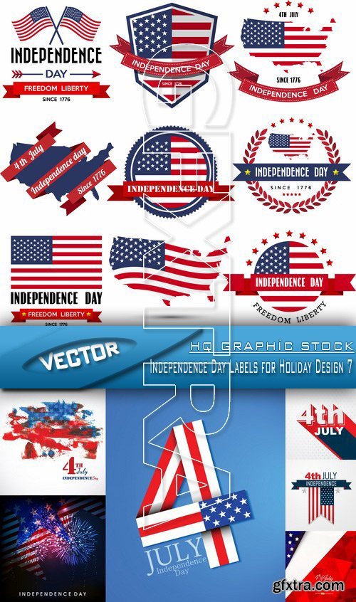 Stock Vector - Independence Day Labels for Holiday Design 7