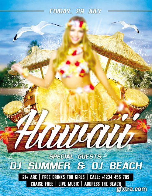 Hawaii Party Flyer PSD Template + Facebook Cover Hawaii Party Flyer PSD Template + Facebook Cover