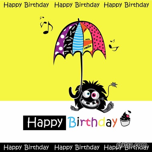 Collection of different vector image gift cards with funny cartoon animals 25 Eps